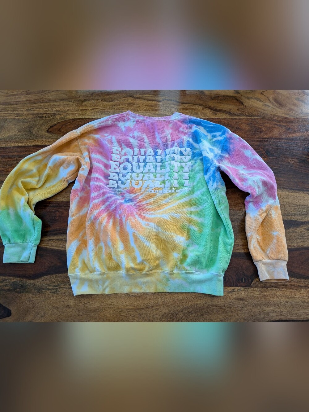 Burn Boot Camp Equality Tie Dye Sweatshirt Large Rainbow Graphic Crewneck